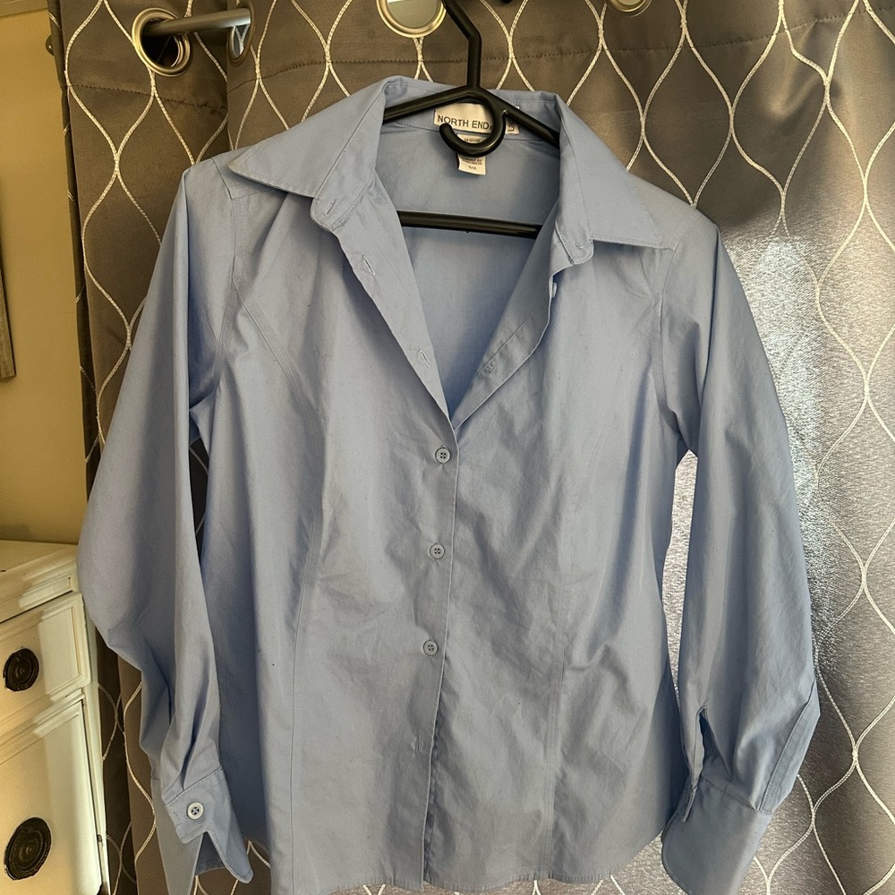 Ladies Light Blue Button-Up Shirt